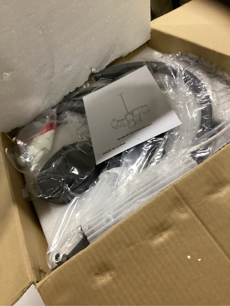 Condition photo showing New/Like New for 9-Light Brushed Nickel Glass Chandelier, Adjustable Height Hanging Industrial Dining Room Chandelier Over Table, Modern Farmhouse Chandelier for Kitchen Island Living Room Entryway Bedroom