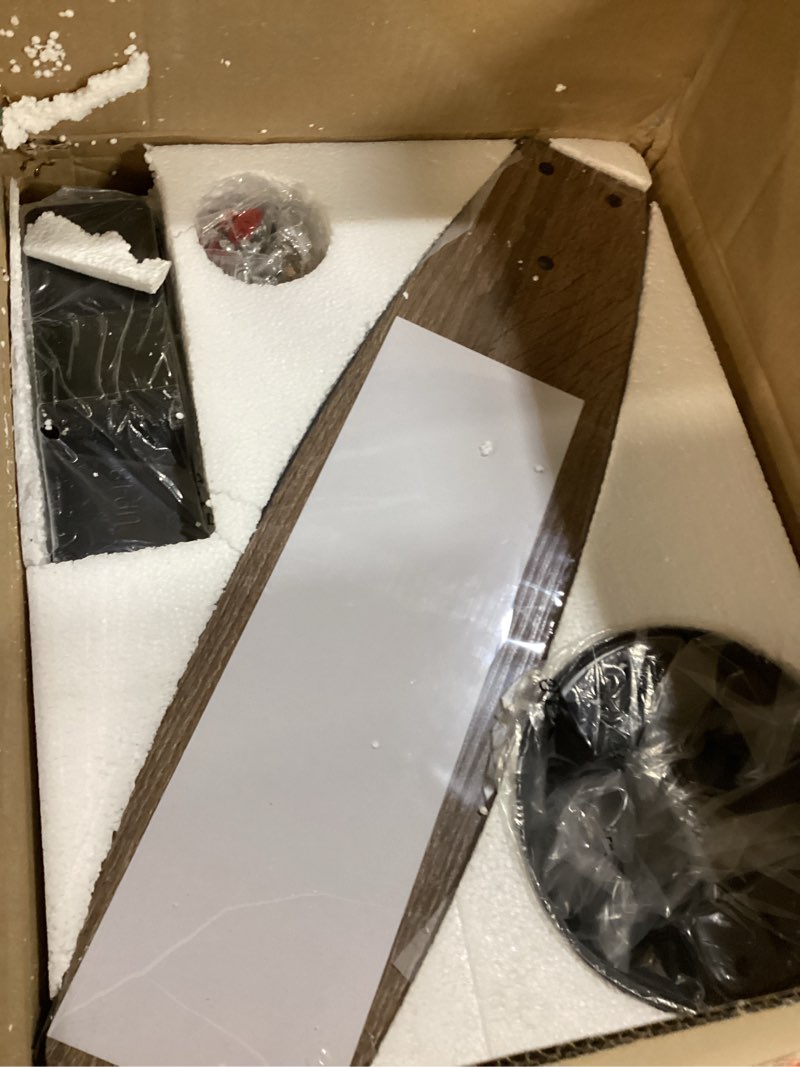 Condition photo showing Good Condition for 52 Inch Farmhouse Ceiling Fan with Light and Remote, Black Industrial Caged Ceiling Fans Flush Mount, 5 Dual Finish Blades, 6-Speed Reversible Quiet DC Motor, Rustic Design for Bedroom, Living Room Black 52 Inch