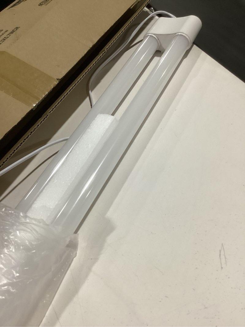 Condition photo showing As Is for hykolity 4 pack 4ft led shop light, linkable utility shop lights, 42w, 5000k daylight white shop light for garages, workshops,hanging or flushmount, power cord with pull chain switch, etl 42.0 watts