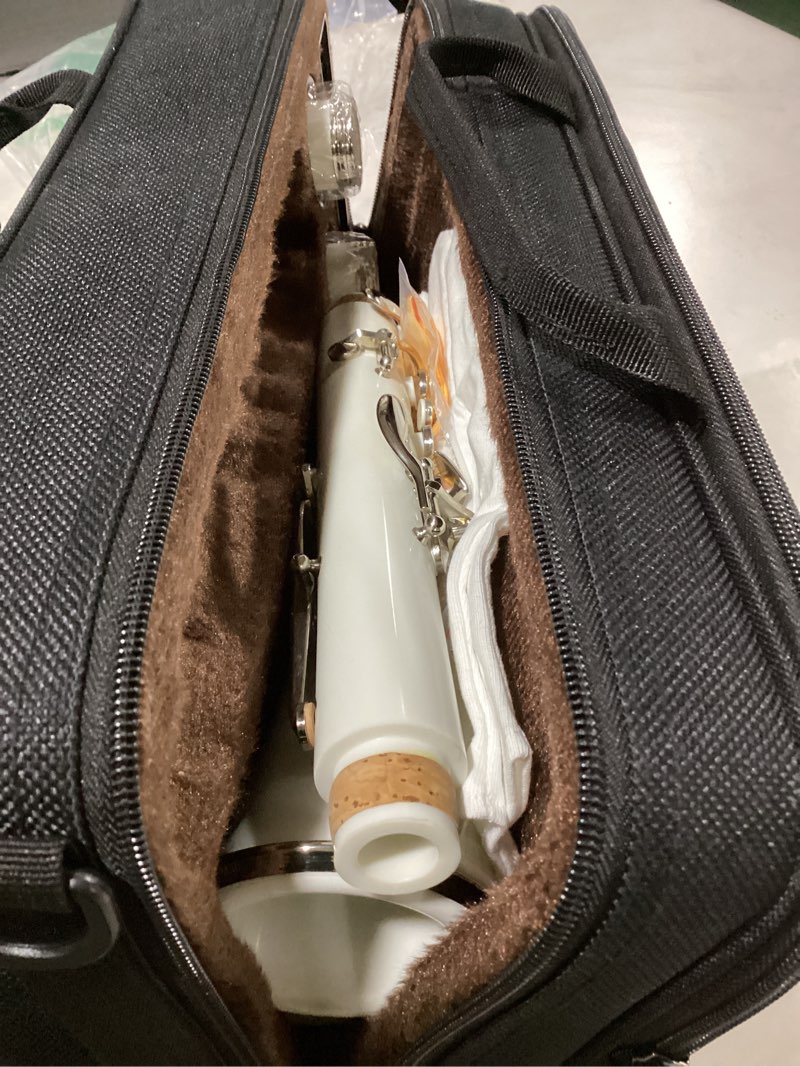 EASTROCK Bb Flat 17 Nickel Keys White Beginner Student Clarinet with 2 Barrels and Cleaning Kit