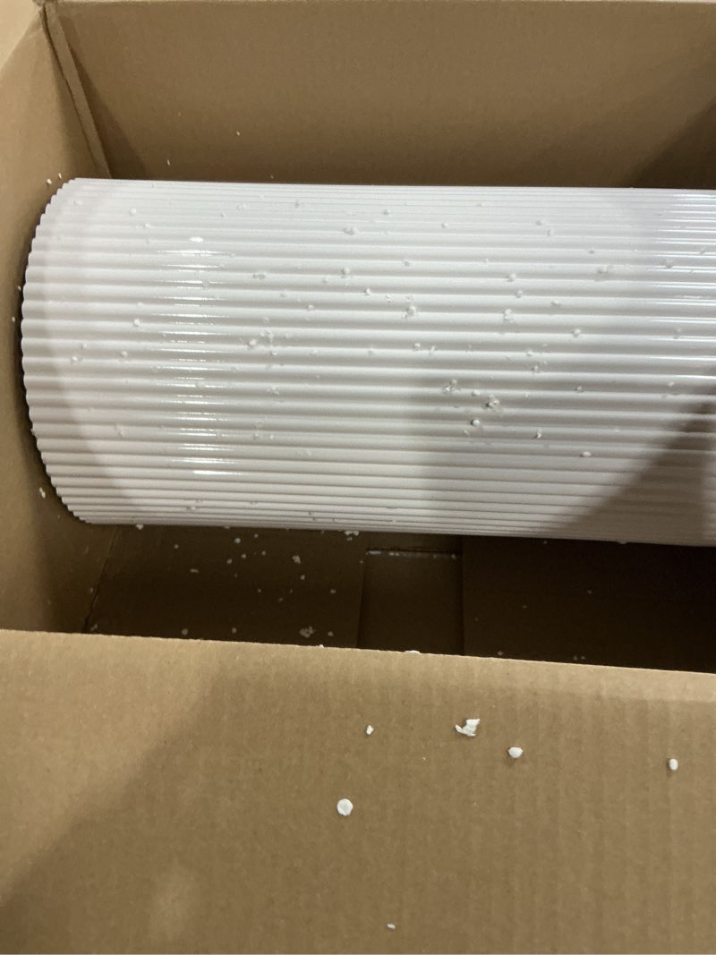 Condition photo showing Good Condition for JALANCY Metal Pleated Cylinder Pedestal Stands for Party, 3 Pieces Heavy Duty Round Cake Pedestal Stand Display Plinth Pillars Art Decor for Wedding Ceremony Birthday Party?Small, White? White L:23.82"x12.6", M:21.85"x11.02", S:19.88"x9.45"