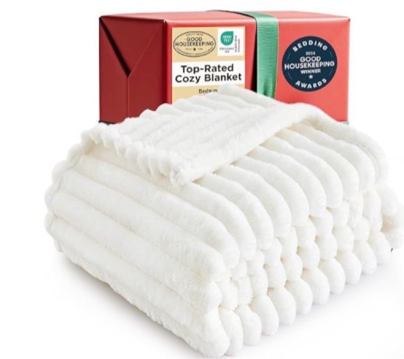 Bedsure GentleSoft California King Size White Fleece Blanket for Bed - Cozy Soft Blankets for Women,