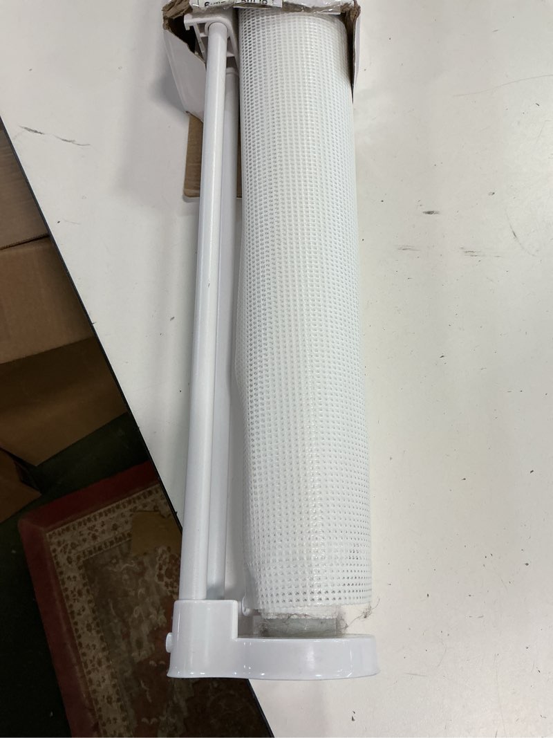 Condition photo showing As Is for Reinforced 42" Extra Tall X 100" Extra Wide Baby Gate for Large Openings Stop Babies and Pets from Drilling Through Retractable Baby Gates Extra Tall Retractable Dog Gate No Sagging Retractable Gate White 42" Tall x 100" Wide? With Reinforced Bar ?