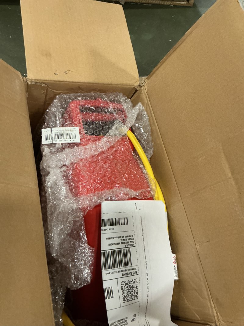 Condition photo showing Good Condition for ReelWorks Extension Cord Reel Retractable 12AWG x 65' Foot 3C/SJT Heavy Duty Commercial Cable Triple Tap Connector Power 15A 125VAC 1875W Bracket