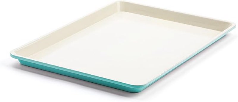 GreenLife Bakeware Healthy Ceramic Nonstick 18.5\" x 13.5\" Half Cookie Sheet Baking Pan, PFAS-Free, Turquoise set of 2