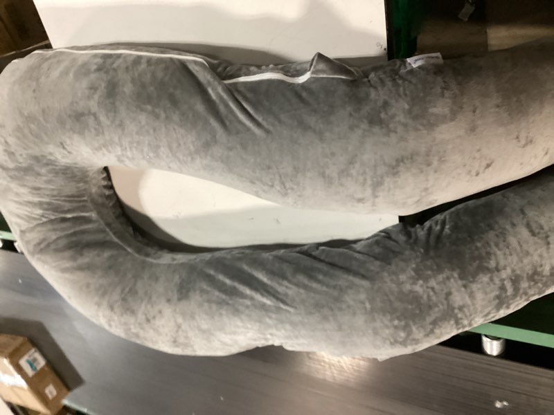 Condition photo showing Good Condition for QUEEN ROSE Pregnancy Pillow, U Shaped Full Body Pillows for Sleeping Support, 65 Inch Maternity Pillow for Pregnant Women, Dark Grey Cozy Velvet - Gray 65in