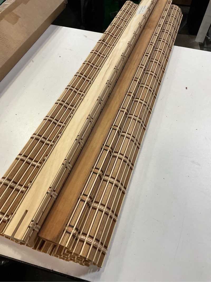 Condition photo showing As Is for pottery barn custom rue bamboo reed unlined window shade natural