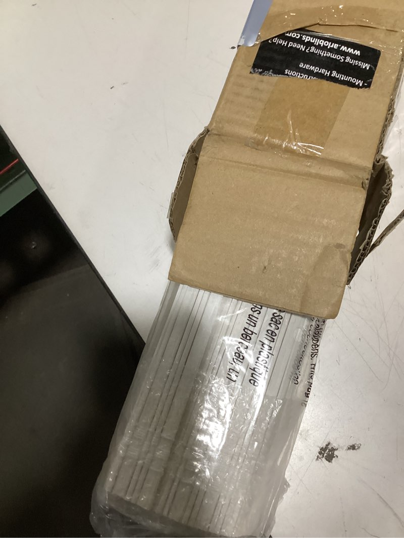 Condition photo showing As Is for LazBlinds No Tools No Drill Cordless Bamboo Roman Shades, Light Filtering Window Treatment, Roll Up Bamboo Blinds for Windows 29'' W x 64'' H, Whitewash T Light Filtering-whitewash T 29" W x 64" H