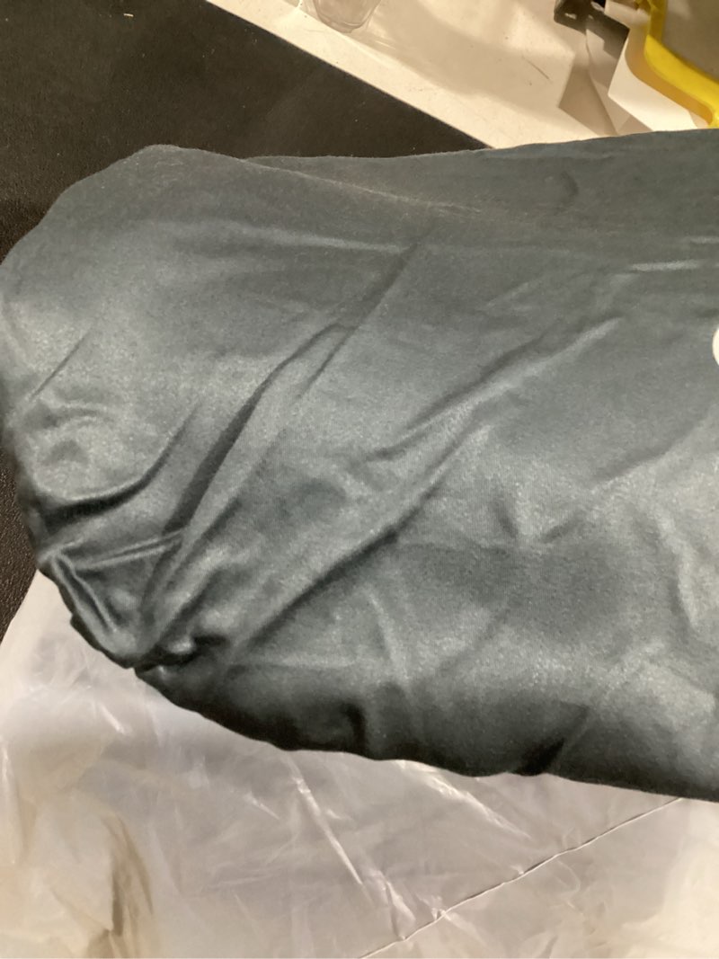 Condition photo showing As Is for quince navy blue bamboo sheet cover set