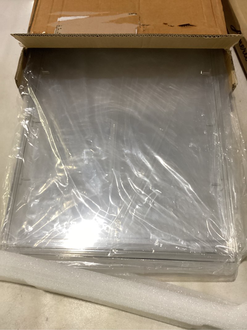 Condition photo showing Good Condition for large clear stackable plastic storage bins with door, dustproof figures collectibles display case, football & motorcycle helmet showcase, basketball, memorabilia organizer box (xl, count, 1) xl 1.0