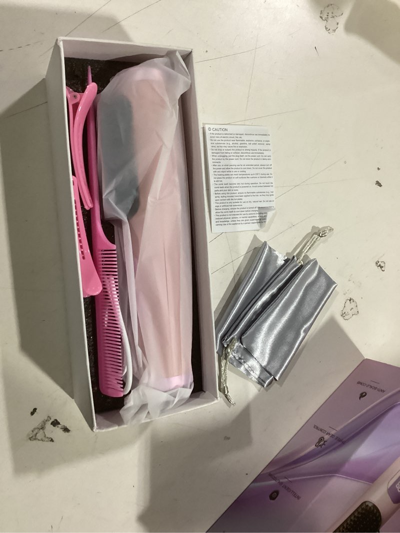 Condition photo showing New/Like New for Cordless Hair Straightener Brush, Portable 500 Million Ions Smooth Straightening Brush, Rechargeable 4-IN-1 Go Brush, MCH Fast Heating, 5D Dense Bristles, LED Display, Anti-Scald for Women Home Travel Pink