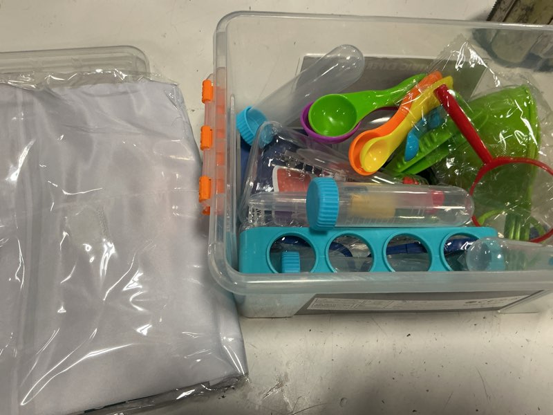 Condition photo showing Good Condition for unglinga kit de ciencia de 30 experimentos para niños con bata de laboratorio, juego de química, juguetes stem, regalos de cumpleaños para niños y niñas, disfraz de científico, herramientas de juego | s.t.e.m toys birthday gifts for boys girls, scientist costume role play tools educational learning set
