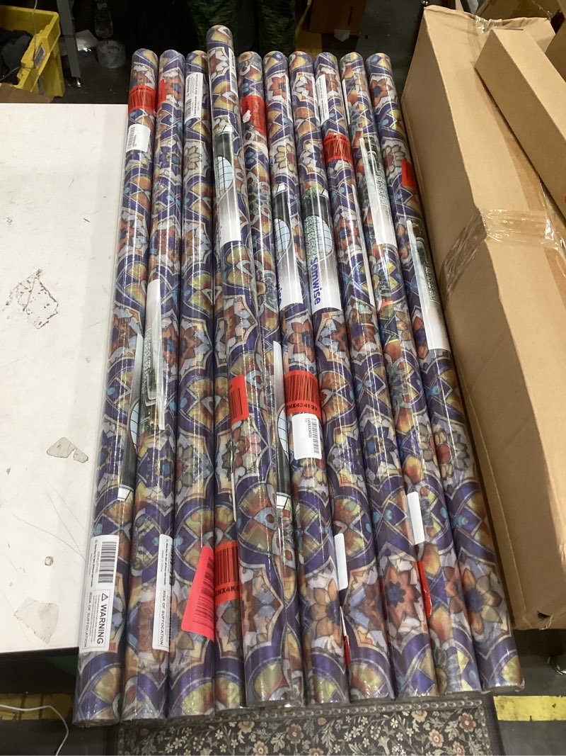 Condition photo showing New/Like New for somwise frosted glass window privacy film with tools, heat blocking, anti-uv, anti-glare, static cling, decor for home bathroom door, renter friendly, removable, reusable, blue 35inchx78.5inch orange&blue 35*78.5