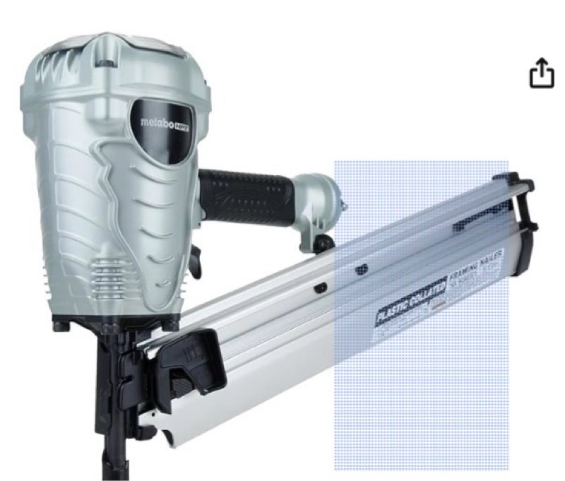 metabo hpt framing nailer, pro-preferred power nailer for flooring, roof decking, and more, lightweight 7.5 lbs framing tool for 21° 2\" to 3-1/2\" plastic collated nails, nr90aes1 2pack