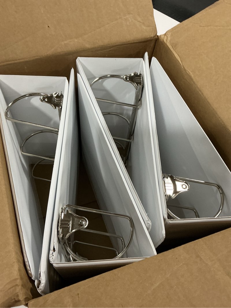 Condition photo showing As Is for 3 Ring Binder, Professional D Ring 5 Inch, Presentation Folder for Standard Pages 8.5 x 11 with Pockets, Crystal Clear View White (4 Pack) 5 Inch (4 Pack) White