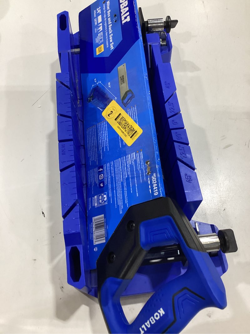 Condition photo showing As Is for kobalt with miter box 14-in fine finish cut back saw