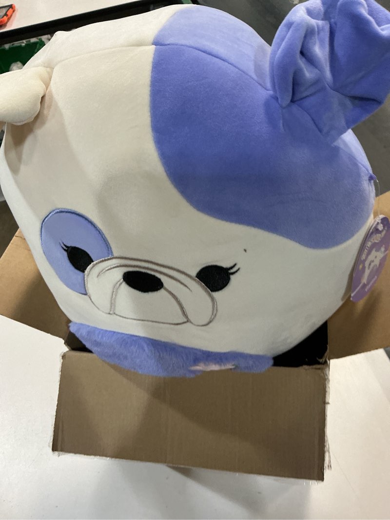 Condition photo showing New/Like New for Squishmallows Original 14in Galina The Cream and Periwinkle Bulldog – Official Jazwares Easter Plush (Large)