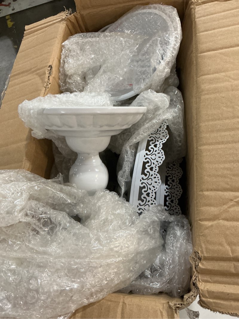 Condition photo showing As Is for zoofox set of 10 metal cake stands, cupcake holder fruits dessert snack plate decor serving platter for baby shower, wedding, birthday party or christmas (white)
