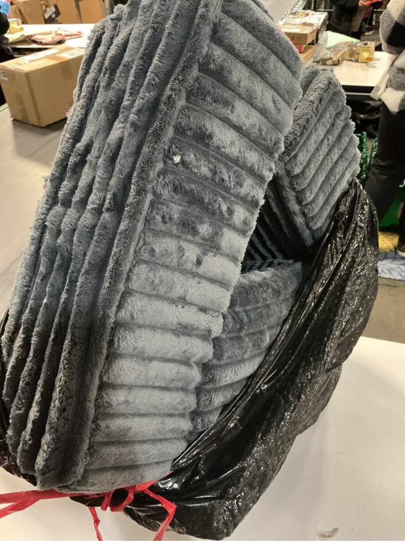 Condition photo showing As Is for ENITYA 19” Back Pillow for Bed Sitting up, Built-in Armrests & Big Pockets, Back Support Chair Pillow for Sitting up/Watching TV/Reading/Gaming/Resting/Post Surgery/Nursing Dark Grey L(Under 5'3")