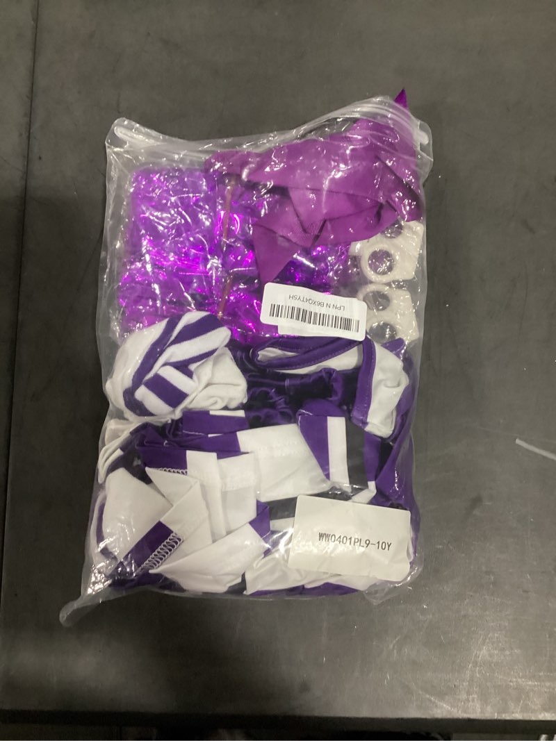 cheerleader costume for girls 6-12y halloween cheerleading outfit 5pcs cheer uniform fancy dress for party/sports day cheer purple 9-10 years