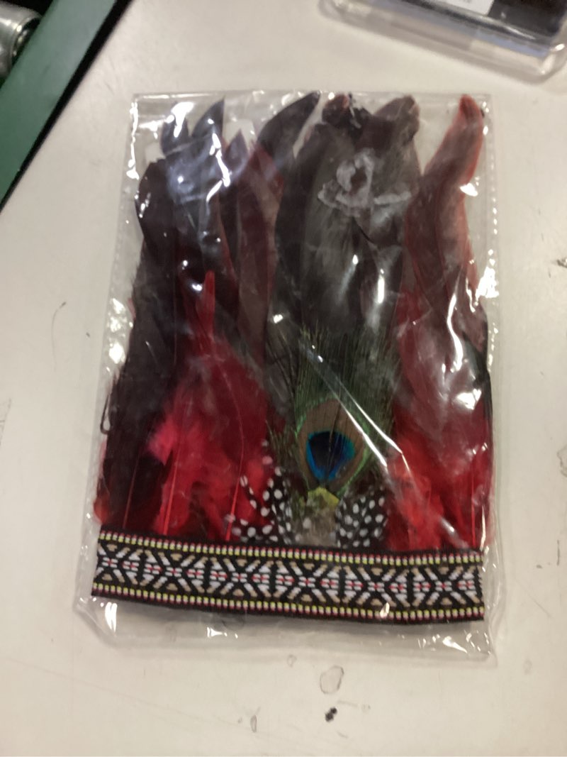 Condition photo showing New/Like New for GORTIN Indian Headdress Peacock Feather Headband Native American Headpiece Carnival Costume Hair Acc