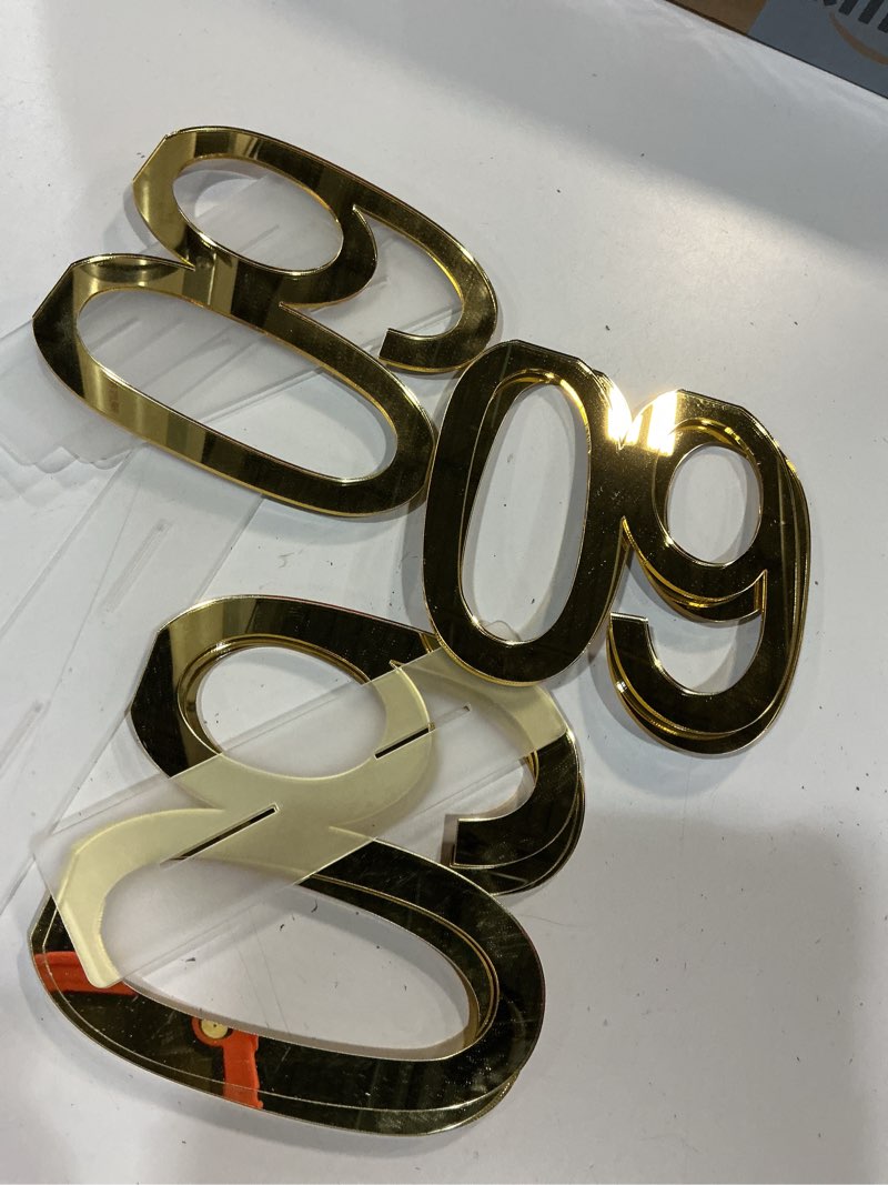Condition photo showing As Is for threehoney 6 pcs mirror gold 60th birthday decorations for men and women acrylic anniversary decorations table numbers centerpieces for birthday party 6 60th