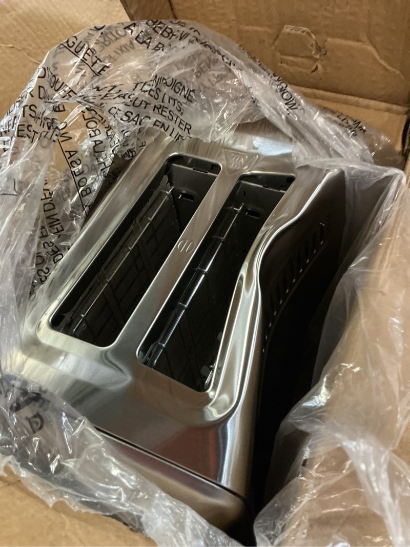 Condition photo showing As Is for hamilton beach modern 2 slice stainless steel toaster with extra - wide slots 22794g: 850w, metal, hand wash, silver