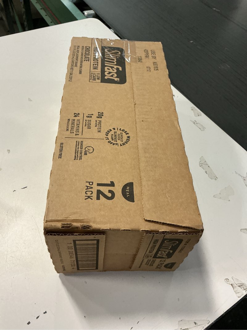 Condition photo showing New/Like New for (Aug 16/25 )SlimFast Protein Shake, Chocolate- 20g Protein, Meal Replacement Shake Ready to Drink, High Protein with Low Carb and Low Sugar, 24 Vitamins and Minerals, 12 Count (Pack of 1) (Packaging May Vary) Chocolate Meal Replacement Protein Shake