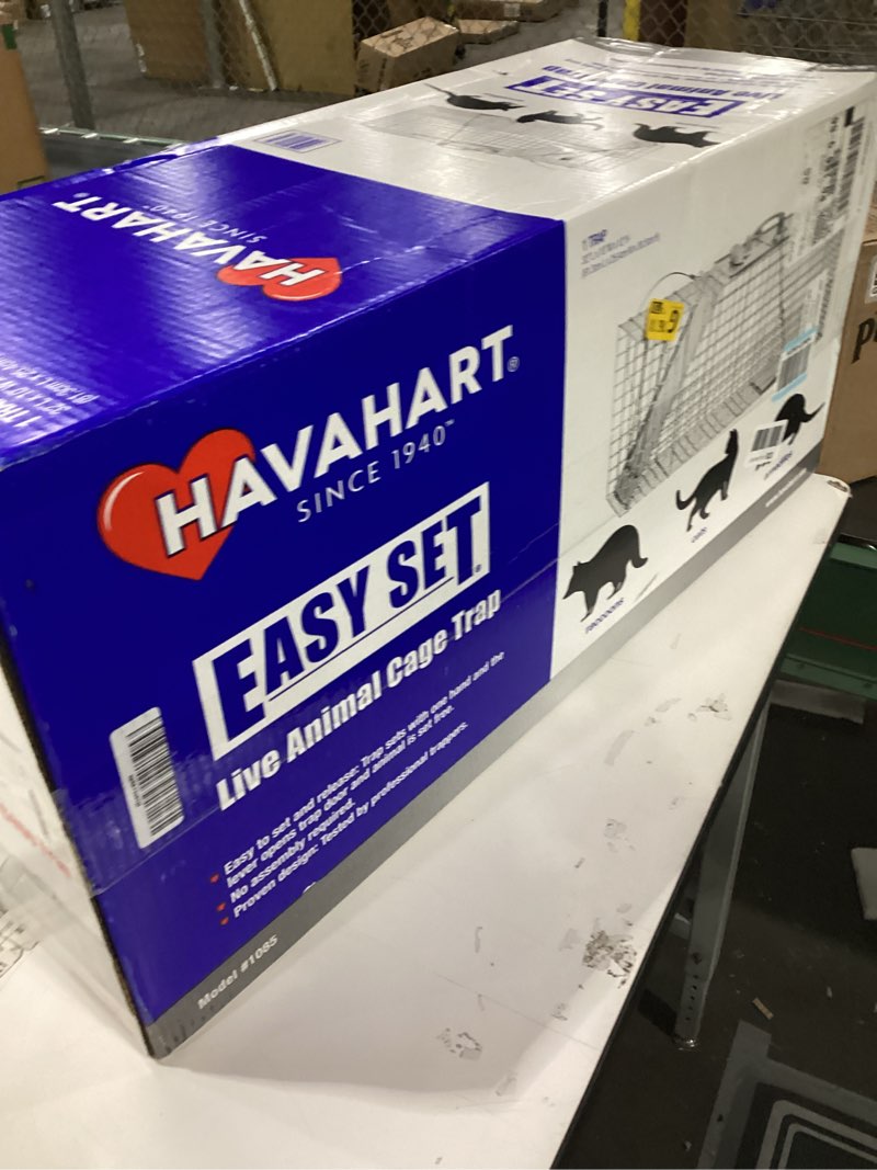 Condition photo showing New/Like New for Havahart 1085 Large 1-Door Easy Set Humane Live Animal Trap for Armadillos, Cats, Groundhogs, Muskrats, Opossums, Raccoons, Skunks - Havahart Live Animal Cage Trap