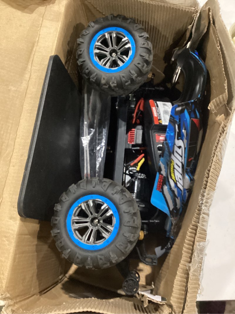 Condition photo showing As Is for hosim brushless rc cars, 1:10 68+ kmh high speed remote control car for adults boys, 4x4 all terrains waterproof off road hobby grade large fast racing buggy toy gift monster trucks blue+red