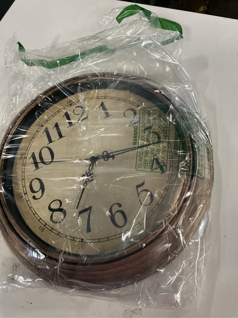 Condition photo showing Good Condition for Plumeet Extra Large Retro Wall Clock, 16'' Non Ticking Classic Silent Vintage Wall Clocks Decorative Kitchen Living Room Bedroom - Battery Operated Copper Gold 16''