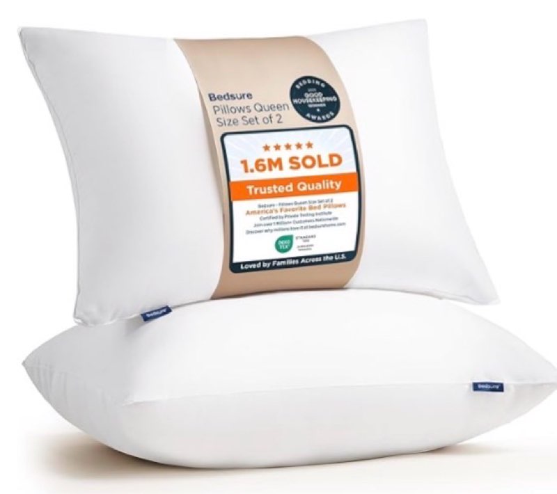Bedsure Standard Pillows Size Set of 2 - Bed Pillows Standard Size for Sleeping, Soft and Supportive, Hotel Quality, Original Down Alternative Filling for Side, Back Sleepers, 2 Pack