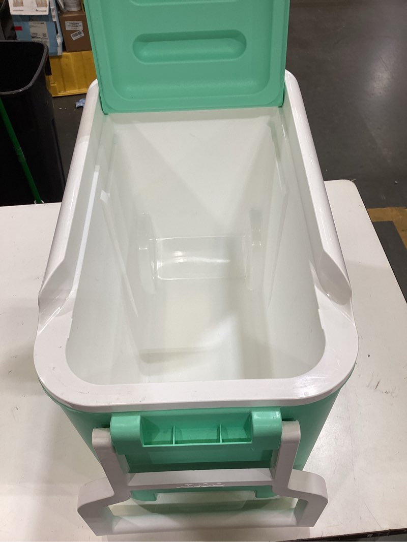 Condition photo showing As Is for igloo wheelie cool 38qt rolling cooler - mint: 53 can capacity, hard-sided design