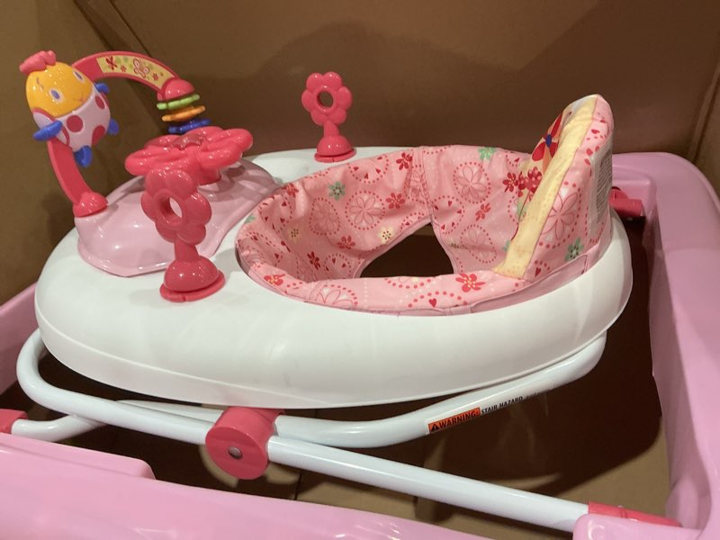 Condition photo showing Good Condition for bright starts juneberry walk-a-bout baby walker and entertainer, with easy fold frame for storage, ages 6 months + juneberry delight