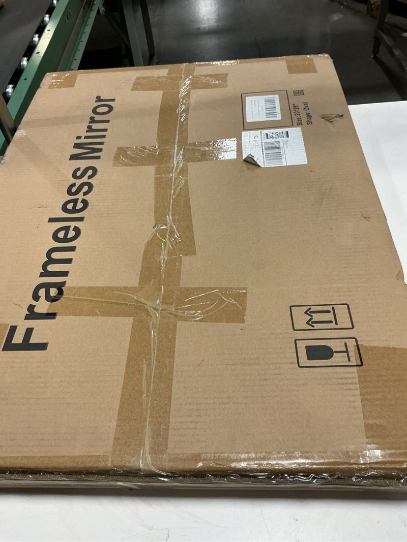 Condition photo showing New/Like New for 20x28 Inch Frameless Oval Bathroom Mirror, Bathroom Mirror for Over Sink, Beveled and Polished, Decorative Wall Mirror for Bathroom, Bedroom, Vanity, Entryway, Modern & Elegant Look 28"L x 20"W Silver 1 Pack