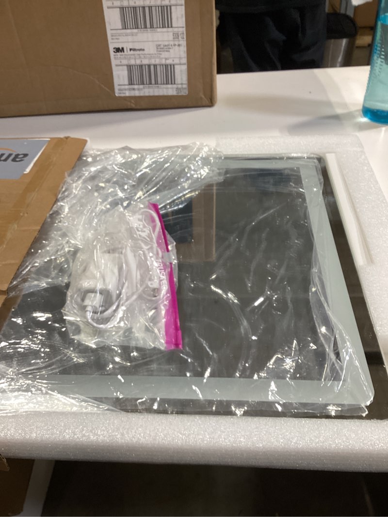 Condition photo showing Good Condition for vanity mirror with lights 22"×17", large led makeup mirror with light, smart touch with 3-color lighting, dimmable, 360° rotation, hd desk mirror, vanity mirror tabletop (white) white 22"l x 17"w