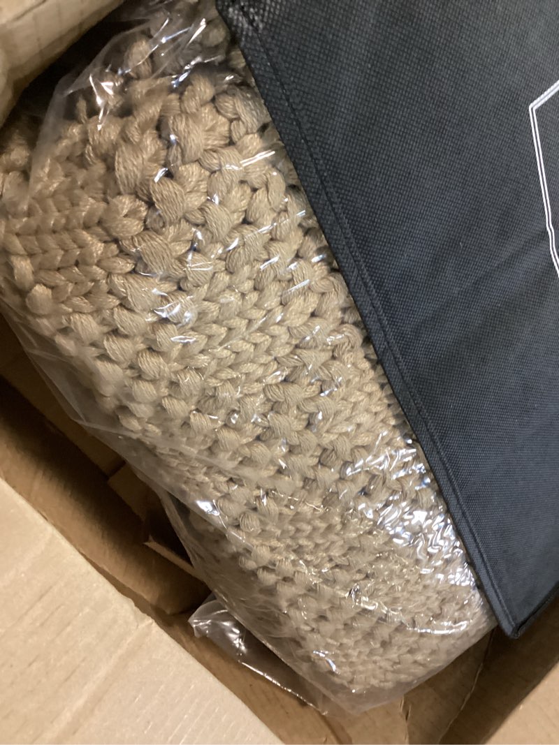 Condition photo showing Good Condition for knitted weighted blanket for adult, chunky knit weighted throw for sleep 60"*80" 20lbs, cooling breathable machine washable fall heavy blanket for room decor (beige, queen) beige 60''*80'' 20lbs