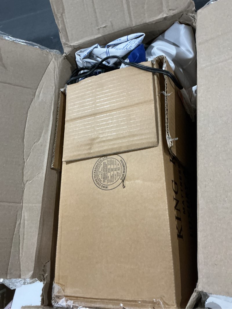 Condition photo showing As Is for King Koil Luxury Queen Air Mattress with Built-in Pillow & Ultra-Fast Built-in High-Speed Pump, 20? Inflatable Premium Airbed, Waterproof, Adjustable Firmness, 1-Year Manufacturer Warranty Blue Queen 20"