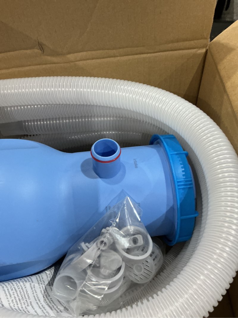 Condition photo showing Good Condition for 530 gph above ground pool filter pump, etl certified cartridge filter pump system with gfci protection, includes type ii filter cartridge, for small above ground pools deep blue