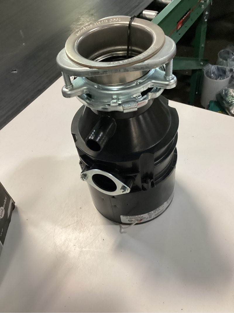 Condition photo showing As Is for insinkerator badger 1xl continuous feed 1/3-hp septic safe non-corded garbage disposal