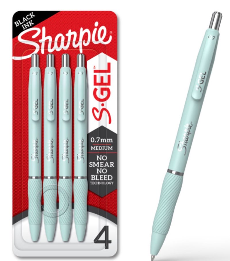 Sharpie 4pk S-Gel Pens Ocean Fog Barrel 0.7mm Tip Black Ink