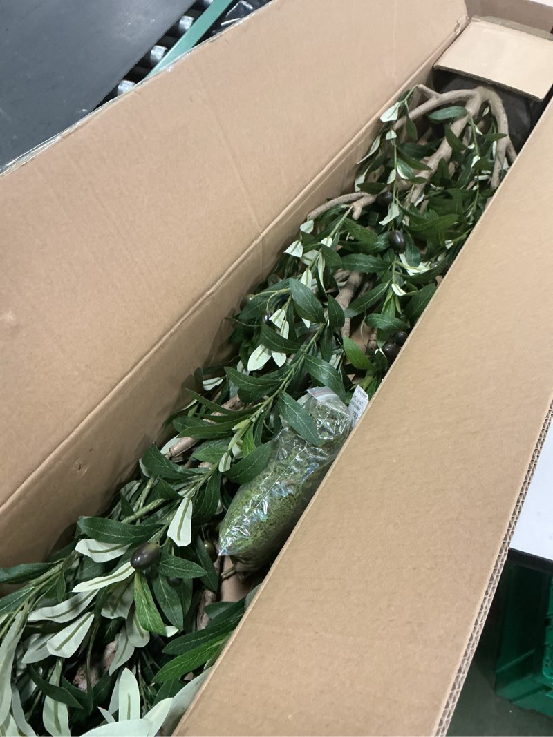 Condition photo showing Good Condition for 7.6FT (92'') Olive Tree Tall Skinny Artificial Plants for Home Indoor, Fake Potted Olive Silk Tree f