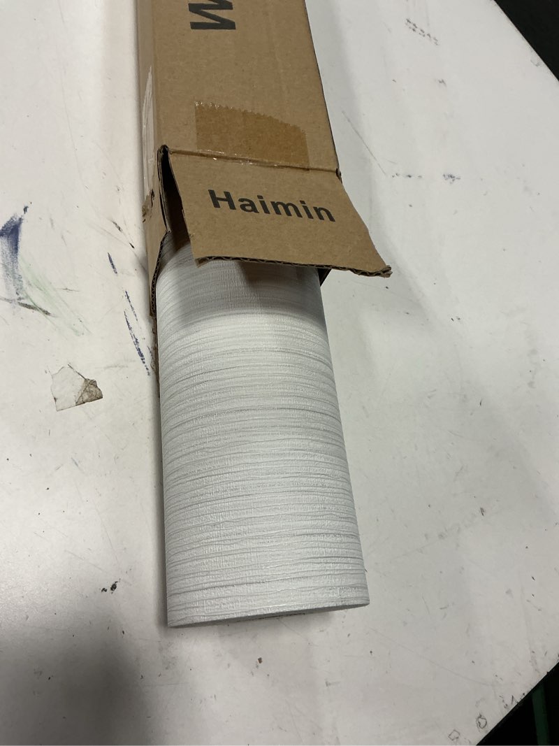 Condition photo showing Good Condition for haimin grasscloth textured wallpaper 24in x 393in fabric contact paper white wall paper linen peel and stick self-adhesive thick vinyl embossed film wallpaper (white)