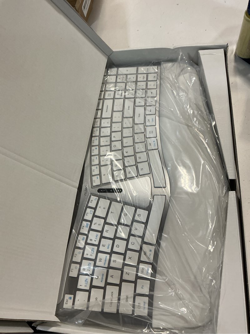 Condition photo showing Good Condition for nulea rt07b wireless ergonomic keyboard - split keyboard, wrist rest, natural typing, bluetooth and usb connectivity, usb-c rechargeable,compatible with windows mac (grey white) b-grey white