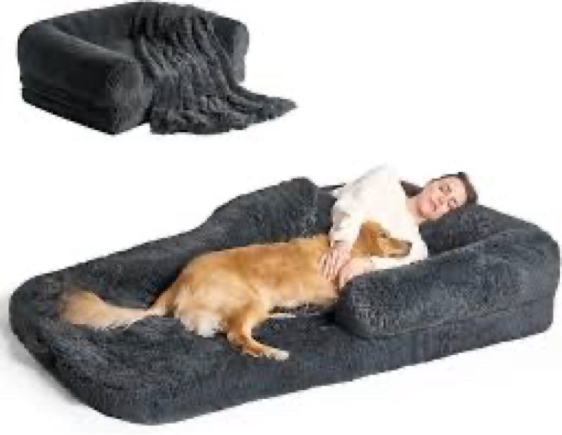 INVENHO Foldable Human Dog Bed, Orthopedic Egg-Crate Memory Foam Human Sized Dog Bed for Adult with 