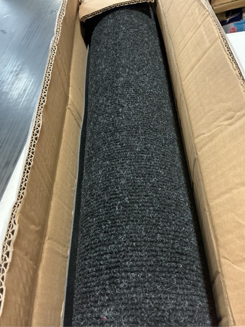 Condition photo showing Good Condition for front door mat, 2' x 6' commercial floor mat, heavy duty welcome mat, rubber backing non slip doormat for entryway black 2x6ft
