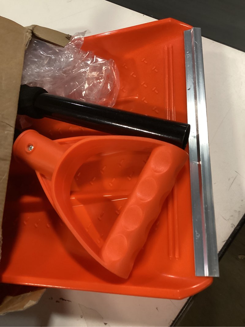 Condition photo showing Good Condition for Snow Shovel?2026 Upgraded Lightweight Steel Handle Snow Removal Tool, Kids Snow Shovel, Suitable for Emergencies, Car Driveways, Gardens, Camping (Orange Two-segment Orange
