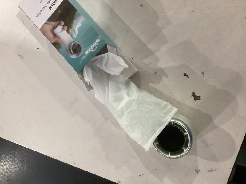 Condition photo showing New/Like New for (not tested)whatook portable handheld mini fan: high speed cooling fan, 10 hours battery life, usb rechargeable, small essentials for women, beach travel, vacation (green)