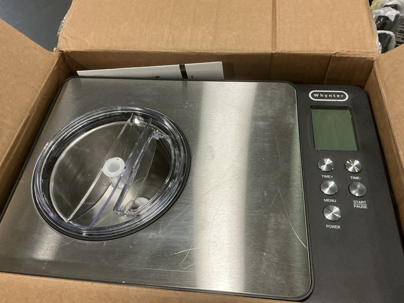 Condition photo showing As Is for Whynter Ice Cream Maker Machine Automatic 2.1 Qt. with Built-In Compressor, LCD Digital Display & Ti