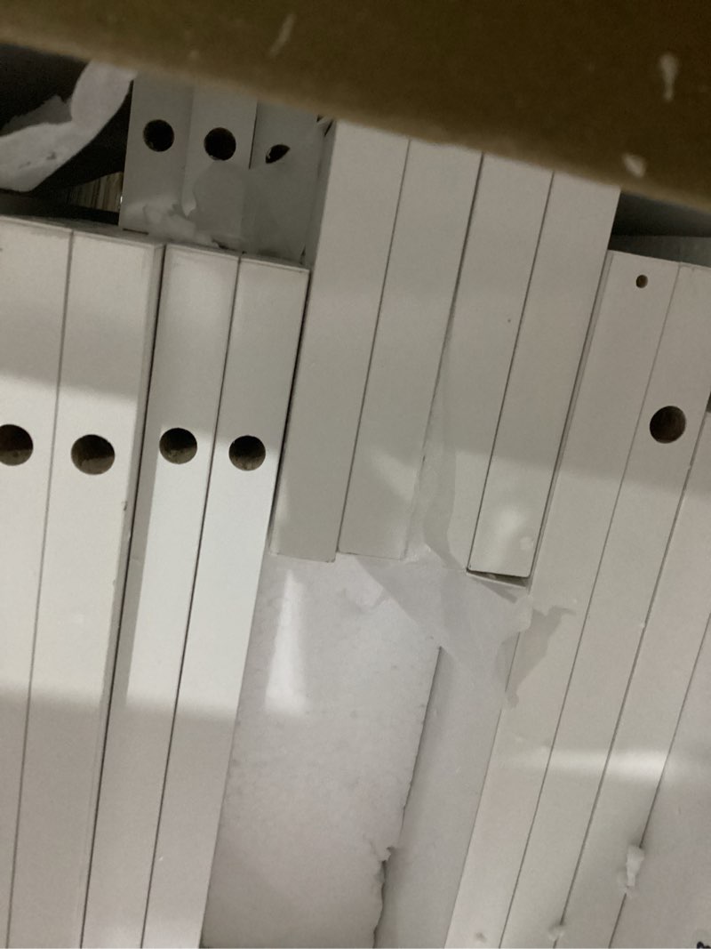 Condition photo showing Good Condition for tribesigns 70.9" white console table with storage, wood entryway entry table with 3 arched shelves for foyer, hallway, living room, behind couch sofa, narrow long